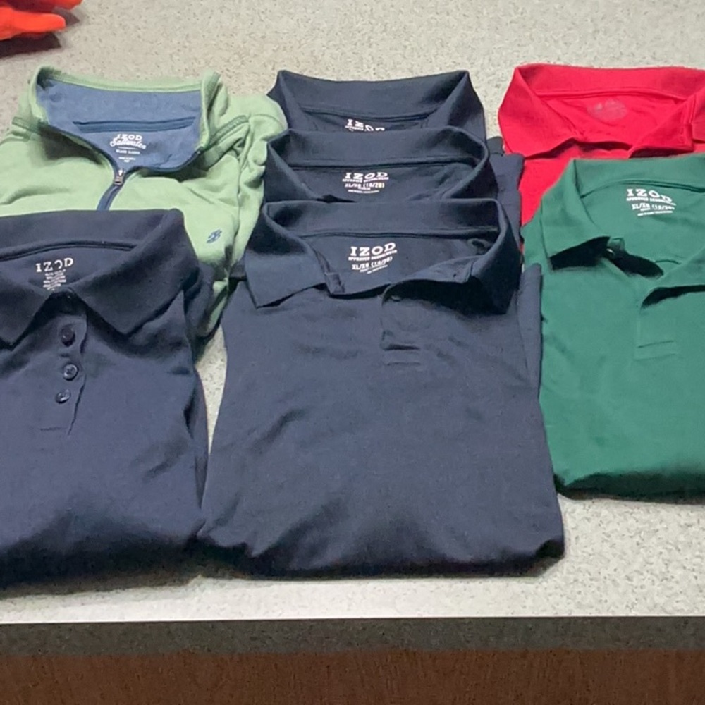 Izod Polo and Pullover Set - Navy, Red, Green
